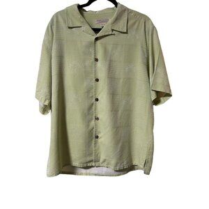 Island Republic Mens‎ Green Silk Short Sleeve Hawaiian Shirt Size L